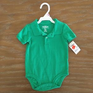 Oshkosh Kelly Green Polo Onesie Size 9 Months NWT